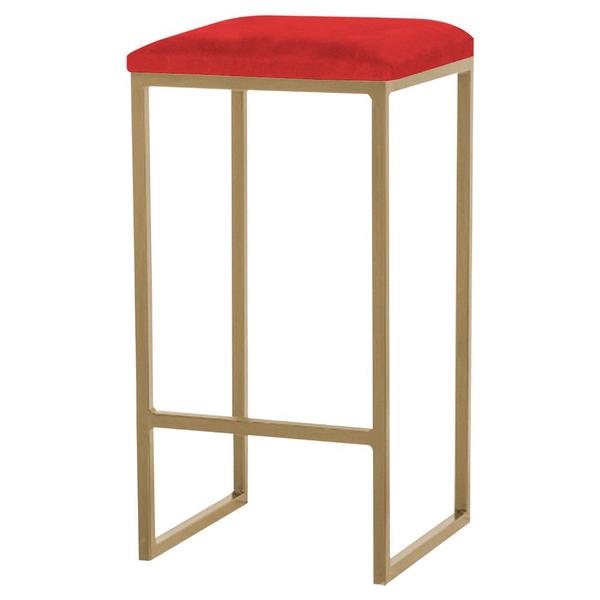 Imagem de Banqueta Decorativa Billie Base Gold Suede Vermelho G41 - Gran Belo