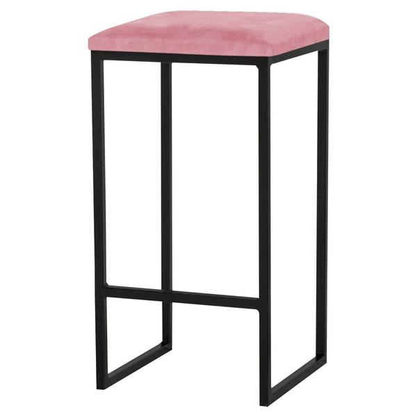 Imagem de Banqueta Decorativa Billie Base Preta Suede Rosa G41 - Gran Belo