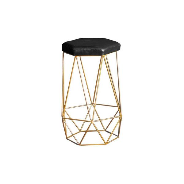 Imagem de Banqueta Decorativa Rubel Base Gold PU Sintético Preto G41 - Gran Belo