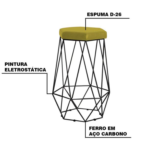 Imagem de Banqueta Decorativa Rubel Base Preta Suede Amarelo G41 - Gran Belo