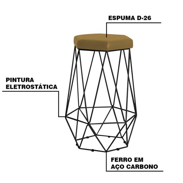 Imagem de Banqueta Decorativa Rubel Base Preta Suede Mostarda G41 - Gran Belo