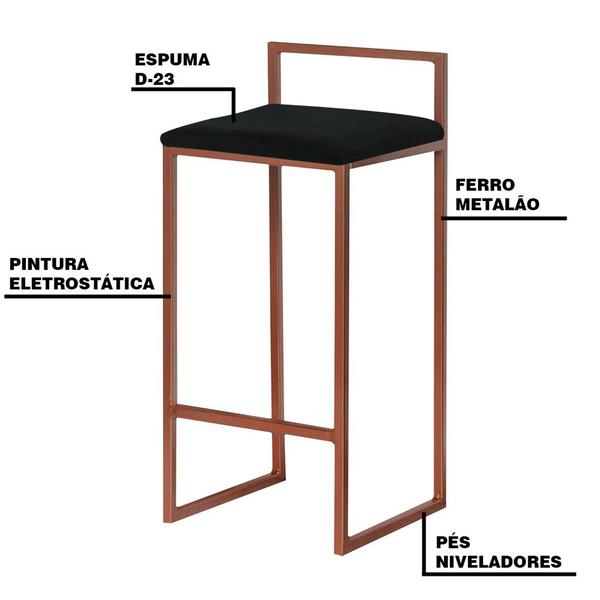 Imagem de Banqueta Decorativa Selena Base Bronze Suede Preto G41 - Gran Belo