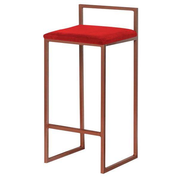 Imagem de Banqueta Decorativa Selena Base Bronze Veludo Vermelho G41 - Gran Belo