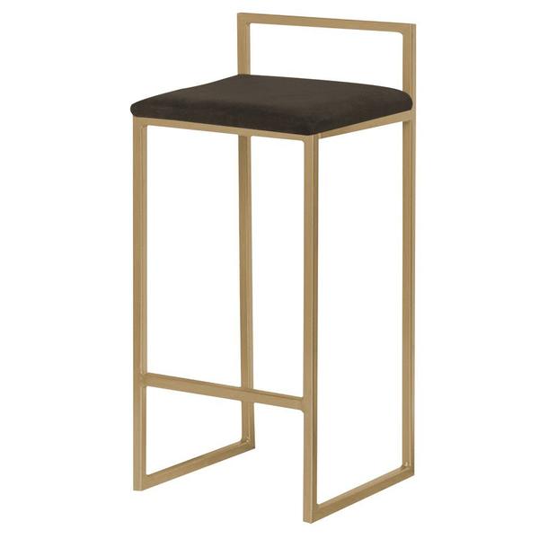 Imagem de Banqueta Decorativa Selena Base Gold Suede Marrom G41 - Gran Belo