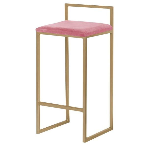 Imagem de Banqueta Decorativa Selena Base Gold Suede Rosa G41 - Gran Belo