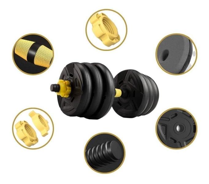 Imagem de Banqueta E Kit Halteres Barra Kettlebell Dumbell Pesos