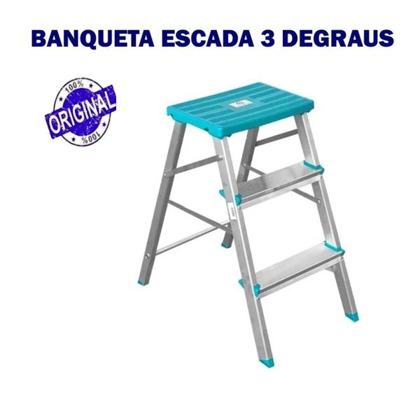 Imagem de Banqueta Escada 3 Degraus Anti Derrapante Alumínio