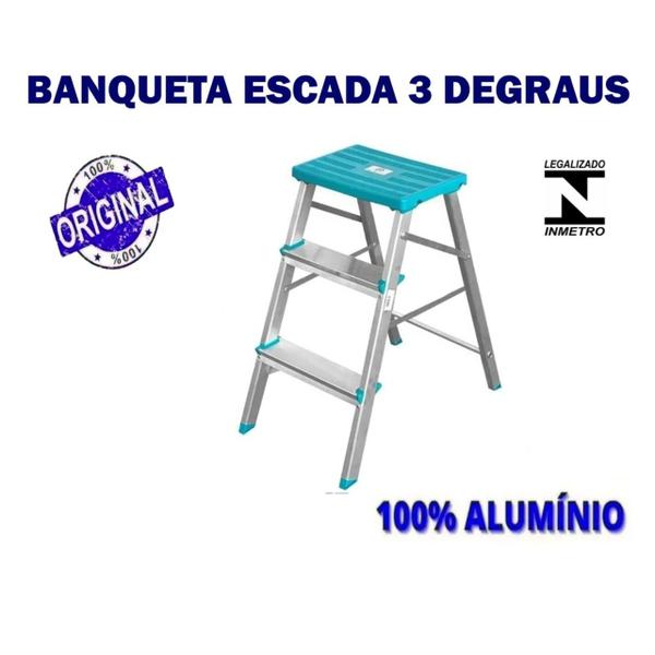 Imagem de Banqueta Escada 3 Degraus Anti Derrapante Alumínio