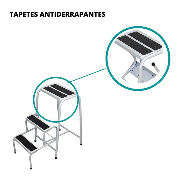 Imagem de Banqueta Escada 3 Degraus Banco Escadinha Hospitalar Aço Reforçada Someway