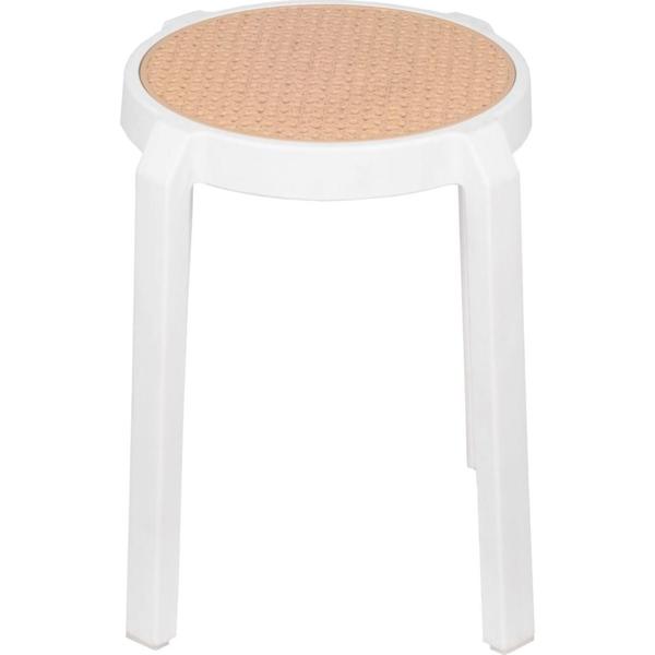 Imagem de Banqueta Fitz Baixa Palha Bege com Estrutura Polipropileno Branco 44 cm - 74414