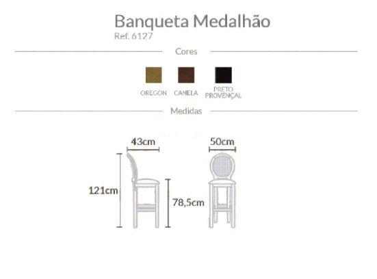 Imagem de Banqueta Medalhão - Castanho Canela - Datelli Design