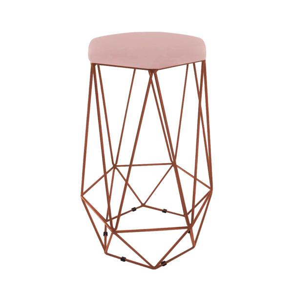 Imagem de Banqueta Paris Aramada Base Bronze Veludo Rose