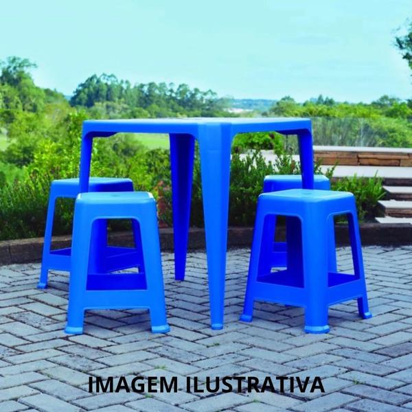 Imagem de Banqueta Plastica na Cor Azul Suporta 120 Kg  Mor 