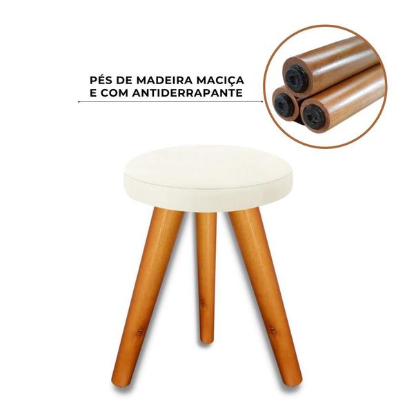 Imagem de Banqueta Puff Jb Redondo Luxo Sala Com Pés De Madeira Maciça