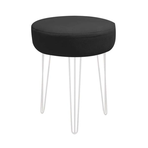 Imagem de Banqueta Puff Jullia Luxo 55cm Industrial Ferro Branco material sintético Preto - Ahazzo Móveis