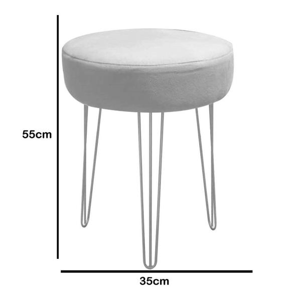 Imagem de Banqueta Puff Jullia Luxo 55cm Industrial Ferro Branco Sintético Branco - Ahazzo Móveis