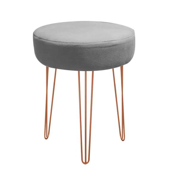 Imagem de Banqueta Puff Jullia Luxo 55cm Industrial Ferro Bronze material sintético Cinza - Ahazzo Móveis