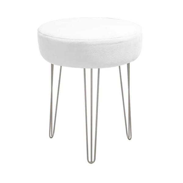 Imagem de Banqueta Puff Jullia Luxo 55cm Industrial Ferro Cinza material sintético Branco - Ahazzo Móveis