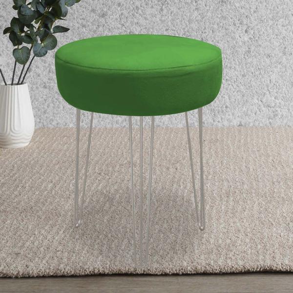 Imagem de Banqueta Puff Jullia Luxo 55cm Industrial Ferro Cinza material sintético Verde - Ahazzo Móveis