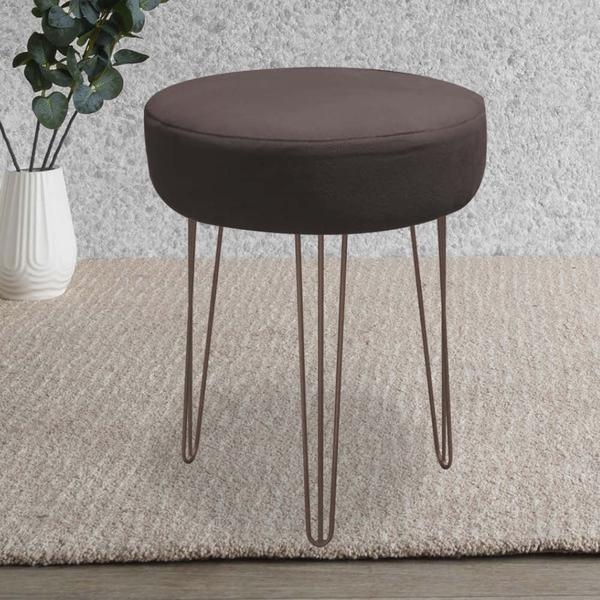 Imagem de Banqueta Puff Jullia Luxo 55cm Industrial Ferro Marrom material sintético Marrom - Ahazzo Móveis