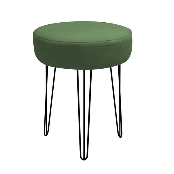 Imagem de Banqueta Puff Jullia Luxo 55cm Industrial Ferro Preto Suede Verde Musgo - Ahazzo Móveis