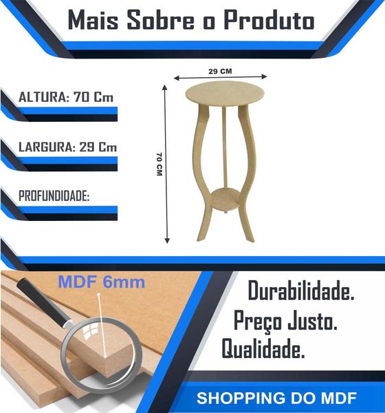 Imagem de Banqueta Redonda Aparador Mesa Canto Floreira 70 cm Mdf