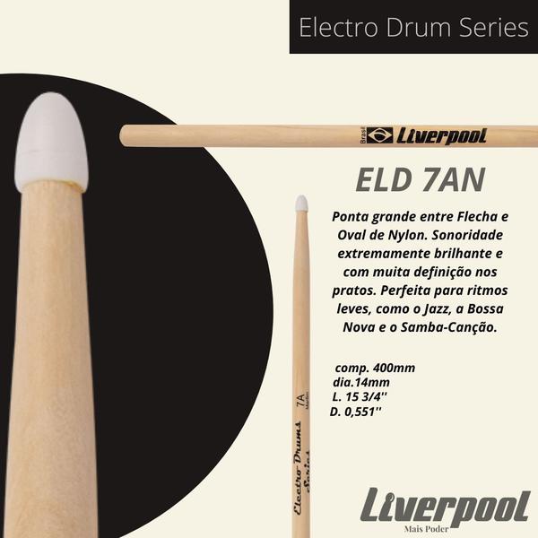 Imagem de Baqueta Bateria Eletrônica Electro Drums Par ELD 7AN Liverpool