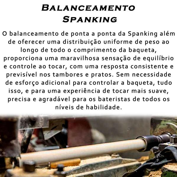 Imagem de Baqueta Bateria Spanking American Hickory 7A Balanceada Ponta Madeira