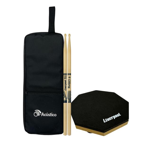 Imagem de Baqueta Liverpool American Hickory 5A Com Pad 6" + Bag