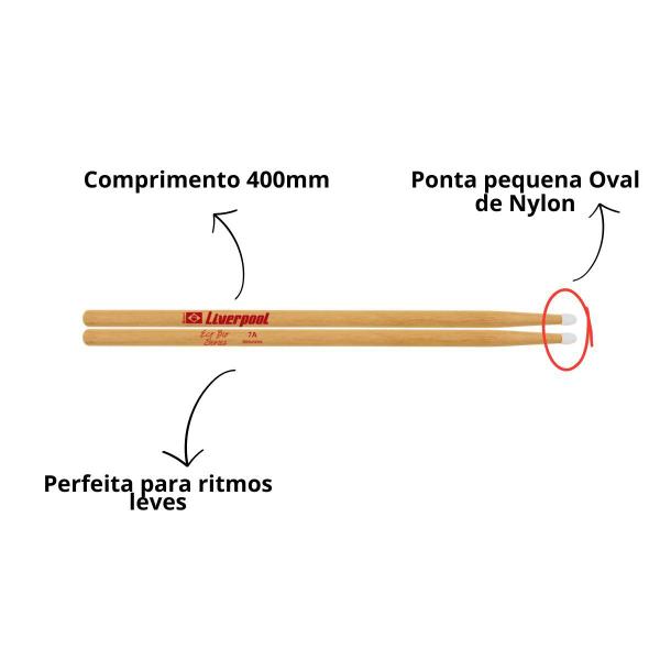 Baqueta Liverpool Eco Bio 7A Ponta de Nylon Imagem de Baqueta Liverpool Eco Bio 7A Ponta de Nylon
