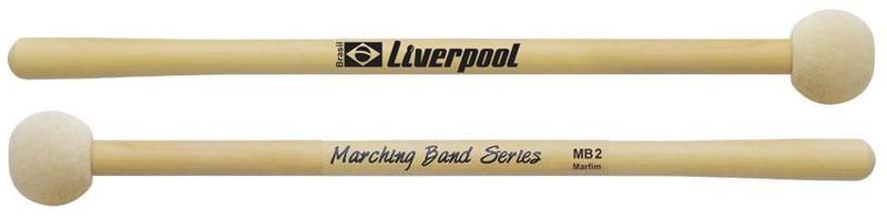 Imagem de Baqueta Liverpool Marching Band Series MB2 Marfim para Bumbos Marciais de 16 e 18 Ponta Feltro