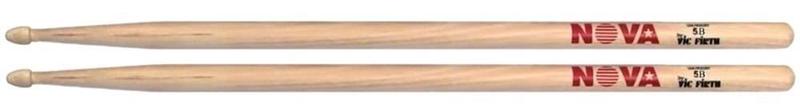 Imagem de Baqueta Vic Firth Nova Series Hickory Padrão 5B Clássica com Ponta de Madeira (6091)