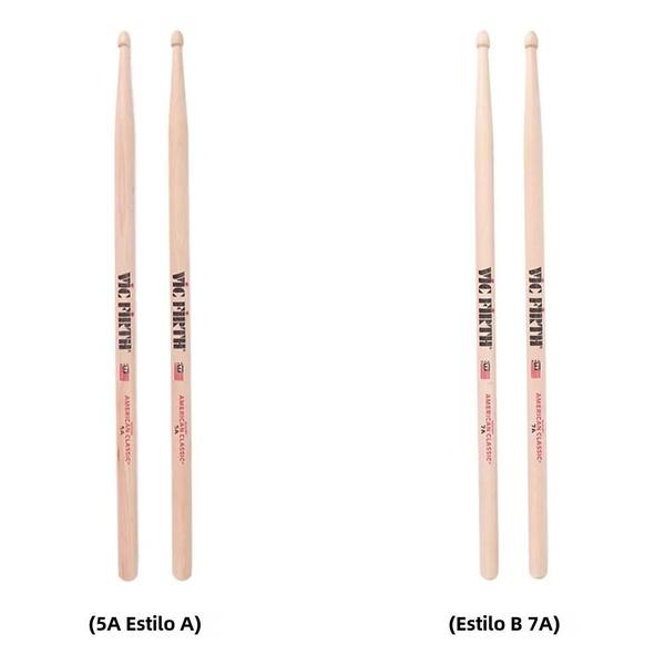 Imagem de Baquetas de Hickory Americanas 5A e 7A - 10 Pares para Jazz e Percussão Clássica