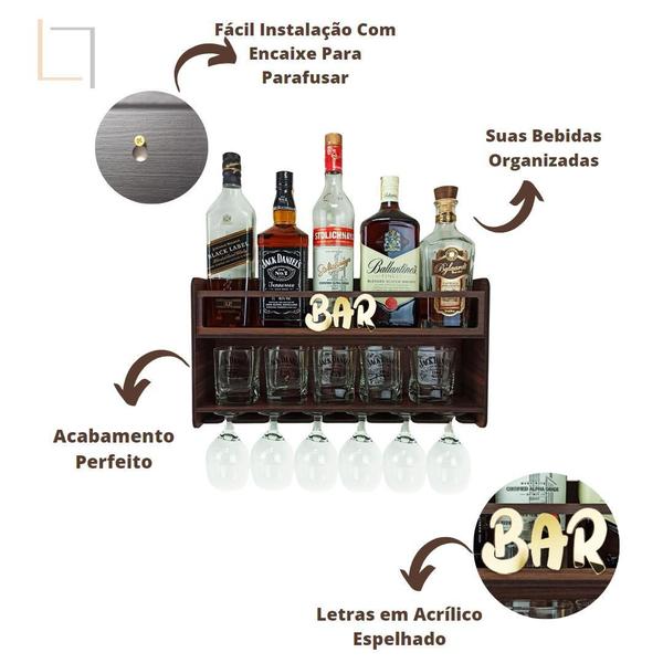 Imagem de Bar Adega Decoração Parede Compacto Garrafas Barzinho Mdf