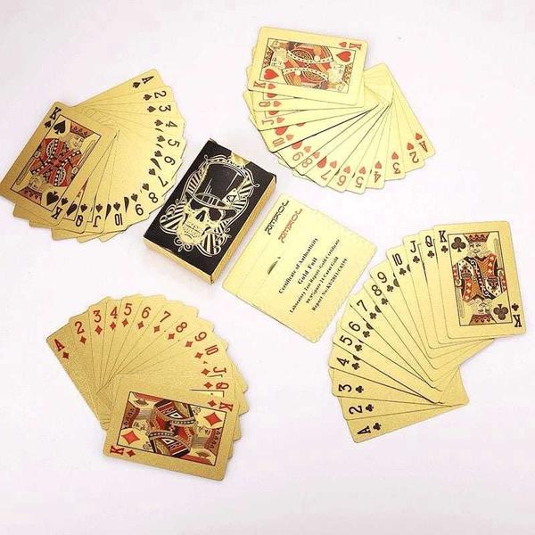 Imagem de Baralho Caveira Dourado Poker Truco Cartas Jogos MT031