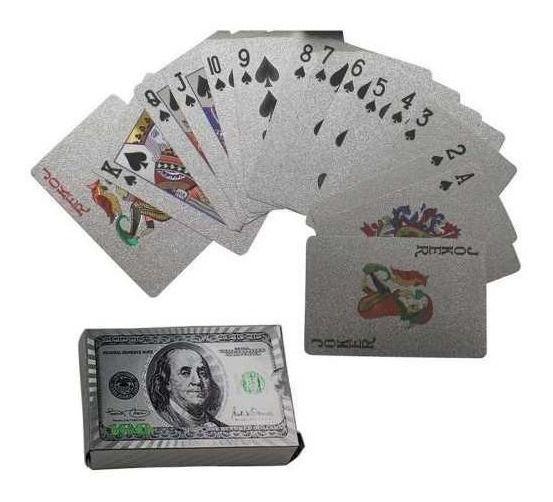 Imagem de Baralho Cinza Prateado Carta Dólar Poker Truco jogo cartas