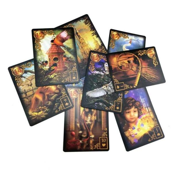 Imagem de Baralho de cartas de tarô Wokex Lenormand Oracle Golden Reverie 47 unidades