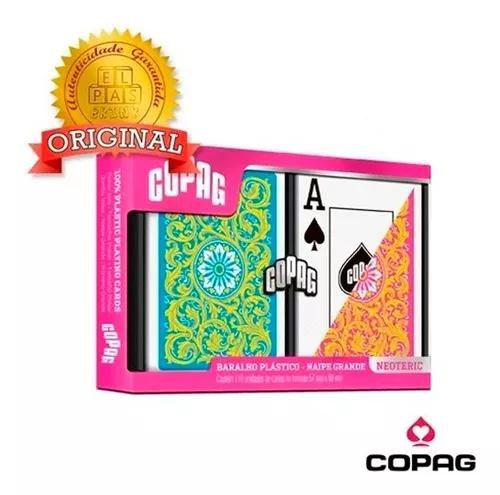 Baralho Duplo Estojo Plástico Naipe Grande Neo Rosa - Copag Imagem de Baralho Duplo Estojo Plástico Naipe Grande Neo Rosa - Copag