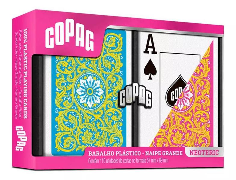 Baralho Duplo Estojo Plástico Naipe Grande Neo Rosa - Copag Imagem de Baralho Duplo Estojo Plástico Naipe Grande Neo Rosa - Copag