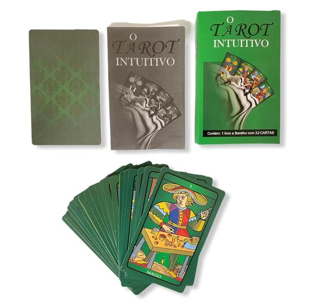 Imagem de Baralho O Tarot Intuitivo 22 cartas verde com manual do usuário