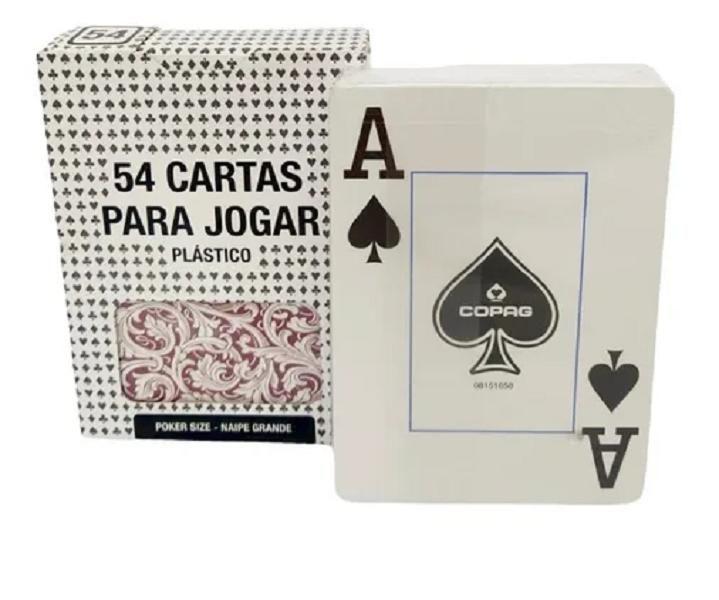 Baralho Poker Truco Plastico 54 Cartas Naipe Grande Vermelho - Copag Imagem de Baralho Poker Truco Plastico 54 Cartas Naipe Grande Vermelho