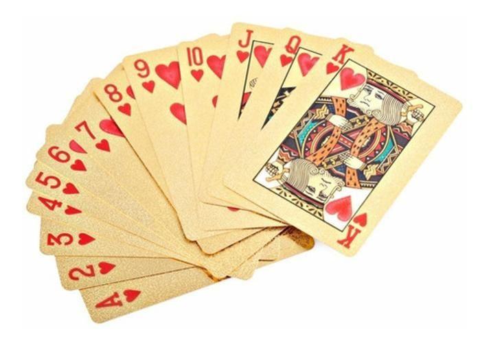 Imagem de Baralho Premium Folheado Poker Truco Cartas Jogo - Dourado