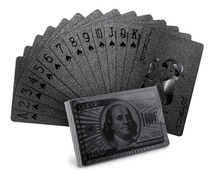 Imagem de Baralho Preto Sofosticado Poker Truco cards Impermeavel jogos mesa