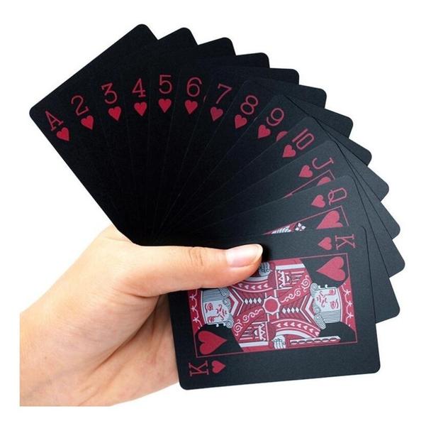 Imagem de Baralho Vermelho Black Poker Cartas Jogos Prova D'agua