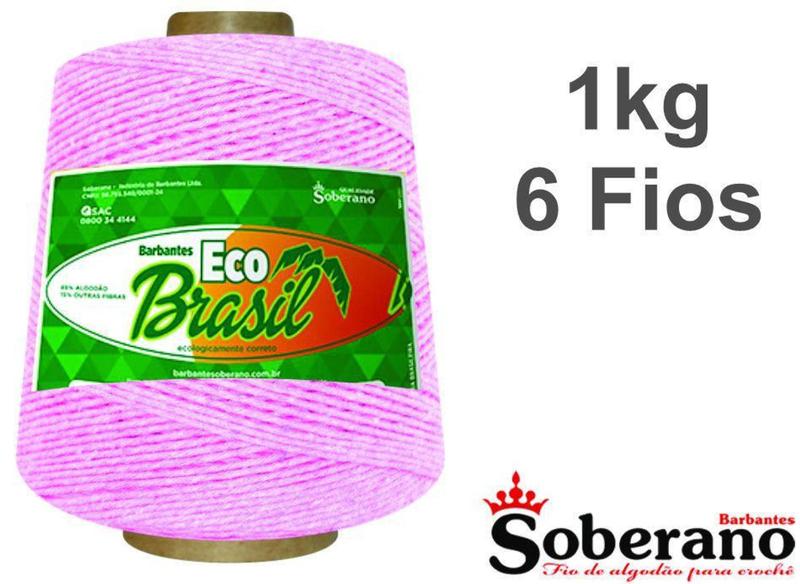 Imagem de Barbante 1 kg Fio 6 Soberano Rosa Bebê crochê trico