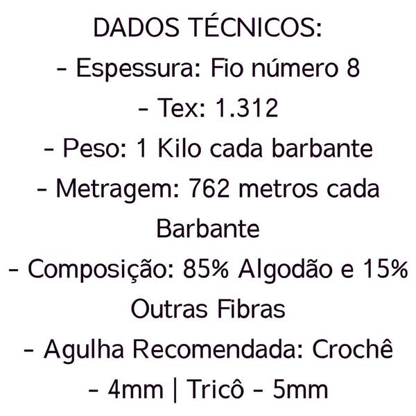 Barbante Colorido Euroroma 1 Kilo Fio Nº8 de 1312 TEX e 762 Metros Crochê e Tricô Imagem de Barbante Colorido Euroroma 1 Kilo Fio Nº8 de 1312 TEX e 762 Metros Crochê e Tricô
