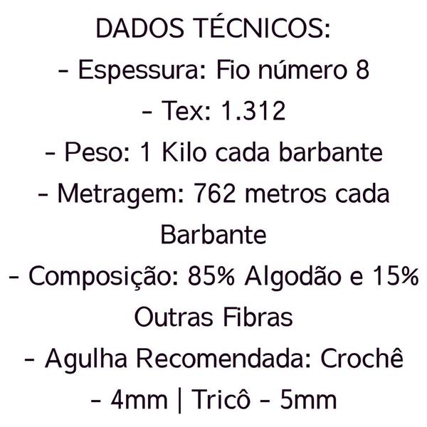 Imagem de Barbante Colorido Euroroma 1 Kilo Fio Nº8 de 1312 TEX e 762 Metros Crochê e Tricô