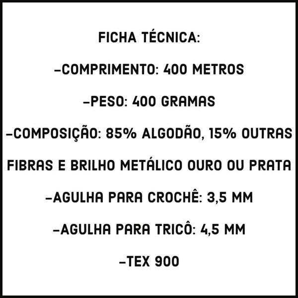 Imagem de Barbante Eco Brasil Brilho Metalico Fio n6 Ouro e Prata 400 Metros Soberano para Crochê, Tricô e Artesanato