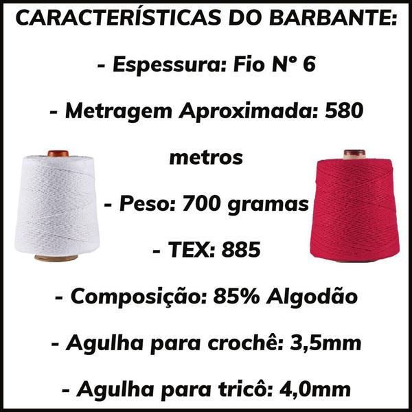 Imagem de Barbante Eco Brasil Fio n 6 Novelo de 700 Gramas com 580 metros de 885 TEX Soberano para Crochê e Artesanato