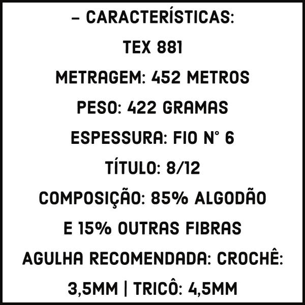 Imagem de Barbante Ecosoft Fio n 6 EuroRoma 452 metros 881 TEX Crochê, Tricô e Artesanato